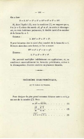 Théorème d´arithmétique.