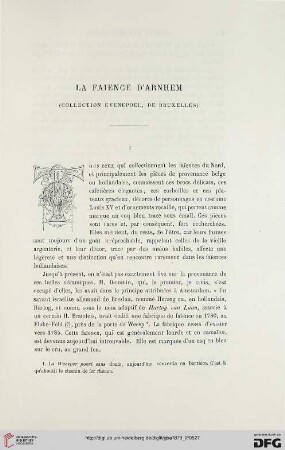 2. Pér. 20.1879: La faience d'Arnhem : collection Evenepoel, de Bruxelles
