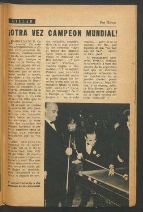 ¡Otra vez campeón mundial! : Billar