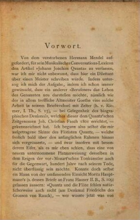 Leben und Werke des Flötisten Joh. Joachim Quantz, Lehrers Friedrichs des Grossen : Nach den Quellen dargestellt von Albert Quantz