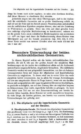 § 1. Die elliptische und die hyperbolische Geometrie auf der Geraden.