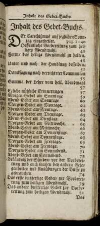 Inhalt des Gebet-Buchs.