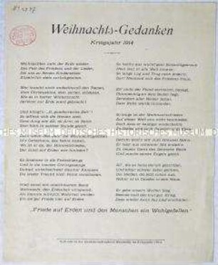 Weihnachtsgedicht für Frontsoldaten
