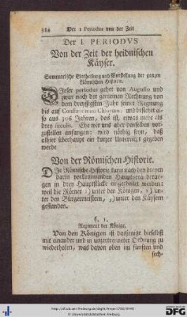 Der I. Periodus. Von der Zeit der heidnischen Käyser.