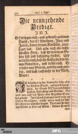Die neunzehende Predigt.