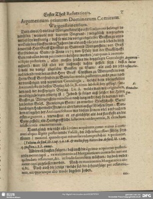 Argumentum Primum Dominorum Comitum Wittgensteinensium