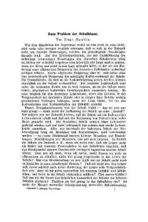 Zum Problem der Schulklasse