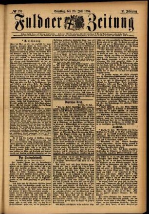 Ausgabe vom Samstag, den 28. Juli 1894.