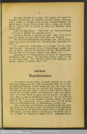 XXXIII. Begräbniswesen