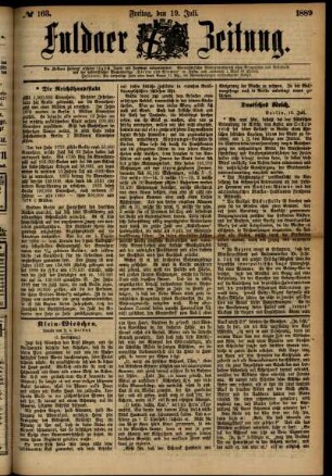 Ausgabe vom Freitag, den 19. Juli 1889.