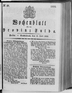 No. 28, Ausgabe vom 13. Juli 1839
