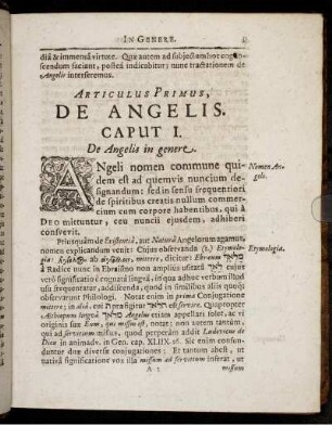 Caput I. De Angelis in genere.