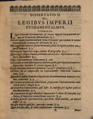 Dissertatio Iuridica, De Legibus Imperii Fundamentalibus