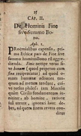 Cap. II. De Hominis Fine sive Summo Bono.