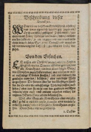 Beschreibung dieser Kranckheit.