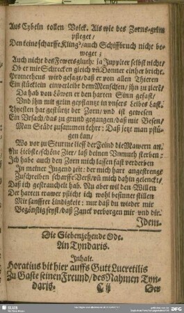 Die Siebenzehende Ode. An Tyndaris