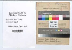 Entnazifizierung Bernhard Hillermann , geb. 30.04.1912 (Bahnbeamter)