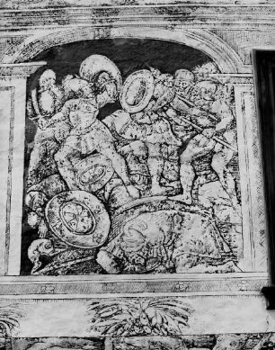 Sgraffito mit einer Kampfszene