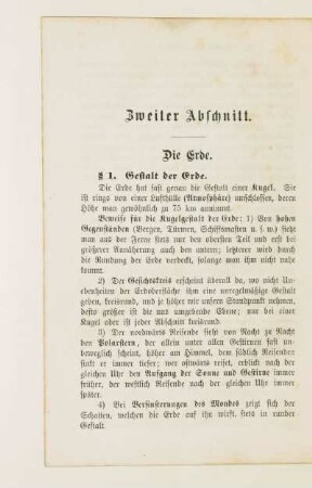 Zweiter Abschnitt. Die Erde