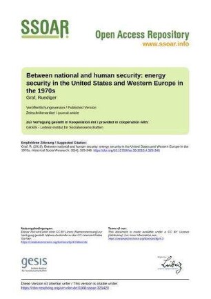 Between national and human security: energy security in the United States and Western Europe in the 1970s