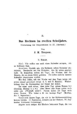 Das Rechnen im zweiten Schuljahre : (Fortsetzung der Präparationen im 21. Jahrbuch)