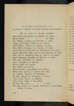 160, Verzeichnis der Arretierten