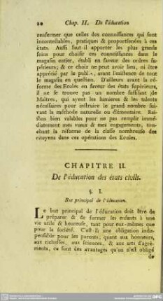 Chapitre II. De l'éducation des états civils
