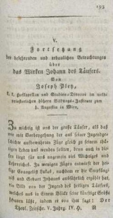 193-246 Das Wirken Johann des Täufers : Fortsetzung