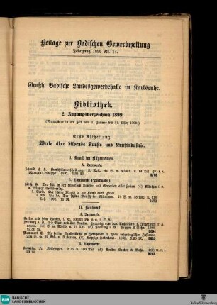 Badische Gewerbezeitung : Organ d. Handelskammer, Beilage zur Badischen Gewerbezeitung