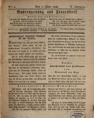 Bauern-Zeitung aus Frauendorf. 1828 = Jg. 10