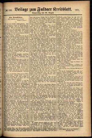 Zweite Ausgabe vom Donnerstag, den 29. August 1901.
