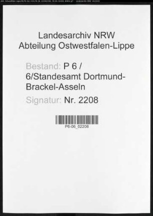 Sterberegister Standesamt Dortmund-Brackel-Asseln (XVI)