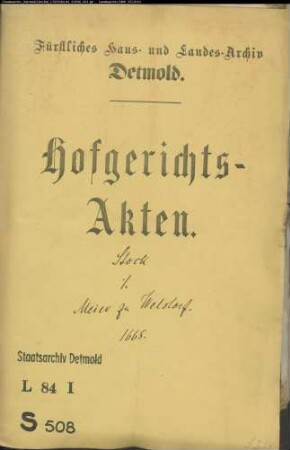 Stock, Hans zu Matorf gegen Bernd Meyer zu Welstorf - Schuldforderung