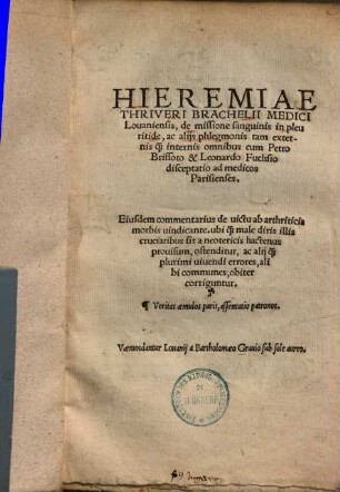 De missione sanguinis in Pleuritide ...