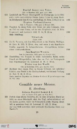 Gemälde neuerer Meister: II. Abteilung (Nr. 258-281)