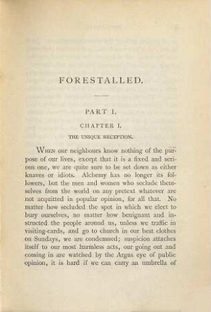 Forestalled; or, The life-quest