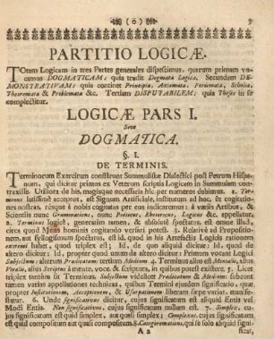 Logicæ pars I. Sive dogmatica.