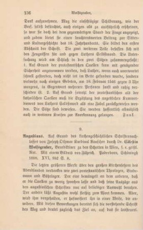 136-138 [Rezension] Rauscher, Joseph Othmar von, Augustinus