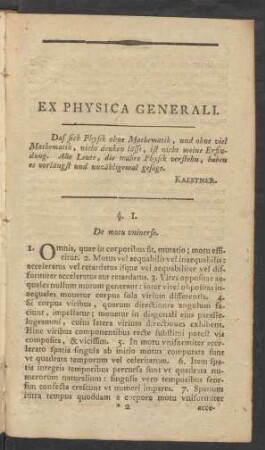 Ex Physica Generali