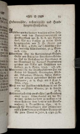 Oekonomische, technologische und Handlungswissenschaften.