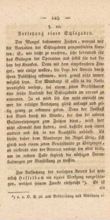 §. 10. Verletzung einer Schlagader