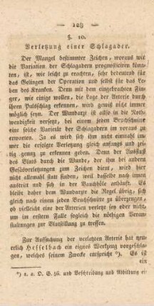 §. 10. Verletzung einer Schlagader