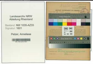 Entnazifizierung Anneliese Pelzer , geb. 05.12.1918 (Kaufmaennische Angestellte)