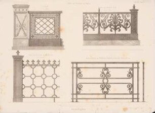 Gitter und Geländer, Berlin: Ansichten (aus: Architektonisches Skizzenbuch, H. 19, 1855)