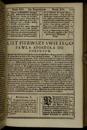 List Pierwszy Swietego Páwlá Apostola Do Koryntow