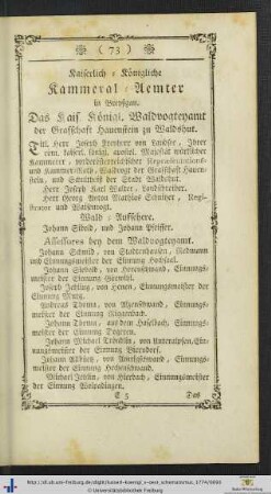 Kaiser-Königliche Kammeral-Aemter in Breyßgau.