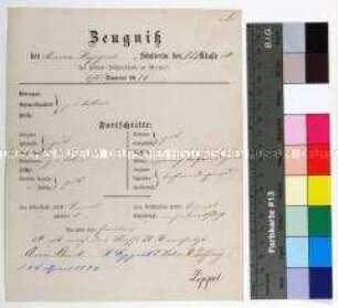 Zeugnis der Privattöchterschule zu Memel für die Schülerin Anna Zippel