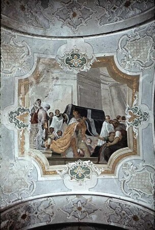 Jochgewölbe: Begräbnis eines Heiligen (Sankt Wolfgang von Regensburg ?)