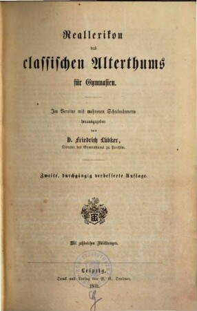 Reallexikon des classischen Alterthums für Gymnasien