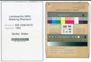 Entnazifizierung Walter Decker , geb. 27.03.1913 (Justizangestellter)